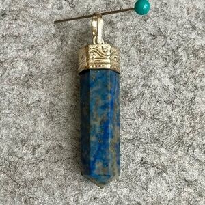Lapis Lazuli copper pendant with silvertone plating